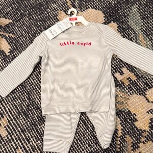 Carter's Little Cupid Gray Striped Pajama Set